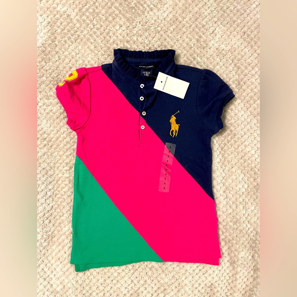 Ralph Lauren girls number to Polo. Tri color. Brand new with tags. Size 6.